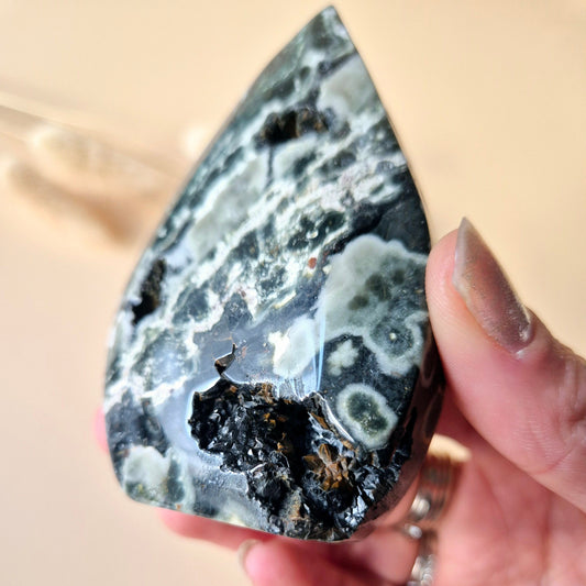 Ocean Jasper - Druzy Druppelvormige Flame Staande Edelsteen Kristal - 1. 121gram