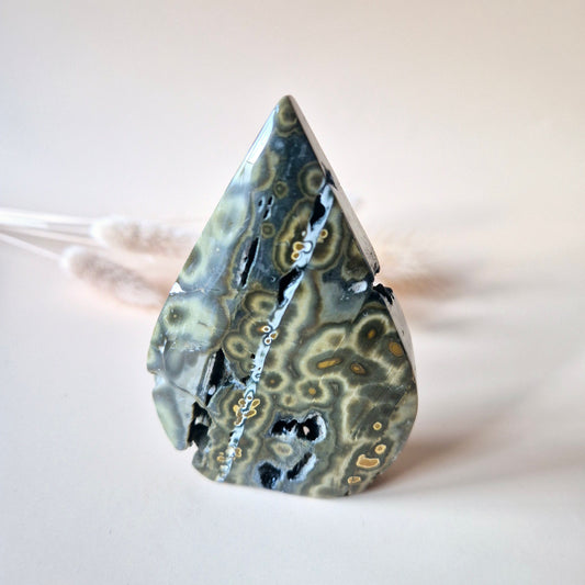 Ocean Jasper - Druzy Druppelvormige Flame Staande Edelsteen Kristal - 3. 147gram