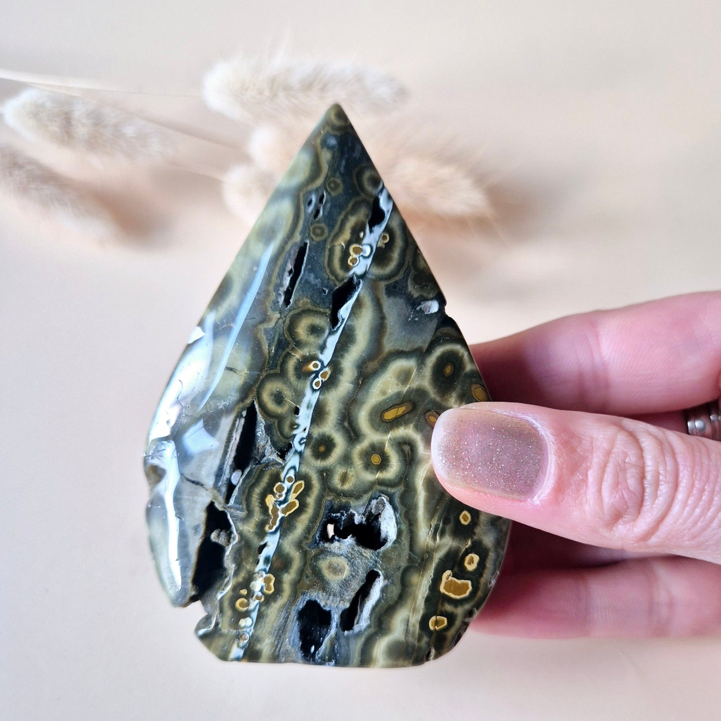 Ocean Jasper - Druzy Druppelvormige Flame Staande Edelsteen Kristal - 3. 147gram