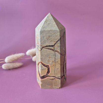 XL Septarian Toren – 418g Kracht & Spirituele Rust Drakensteen Septarie obelisk statement piece