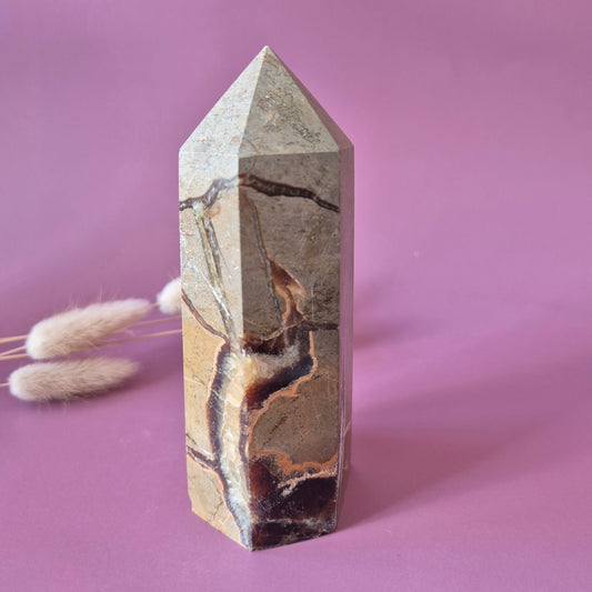 XL Septarian Toren – 418g Kracht & Spirituele Rust Drakensteen Septarie obelisk statement piece