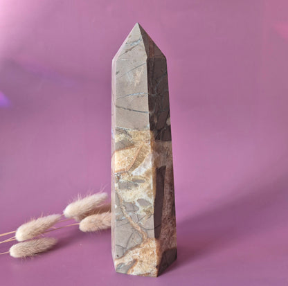 XXL Septarian Toren – 937g Kracht & Spirituele Rust Drakensteen Septarie obelisk statement piece