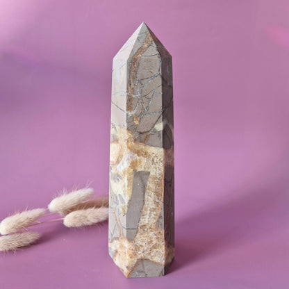 XXL Septarian Toren – 937g Kracht & Spirituele Rust Drakensteen Septarie obelisk statement piece