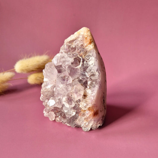 XL Edelsteen Druzy Pink Amethist Geode Freeform van 525 gram Statement Piece