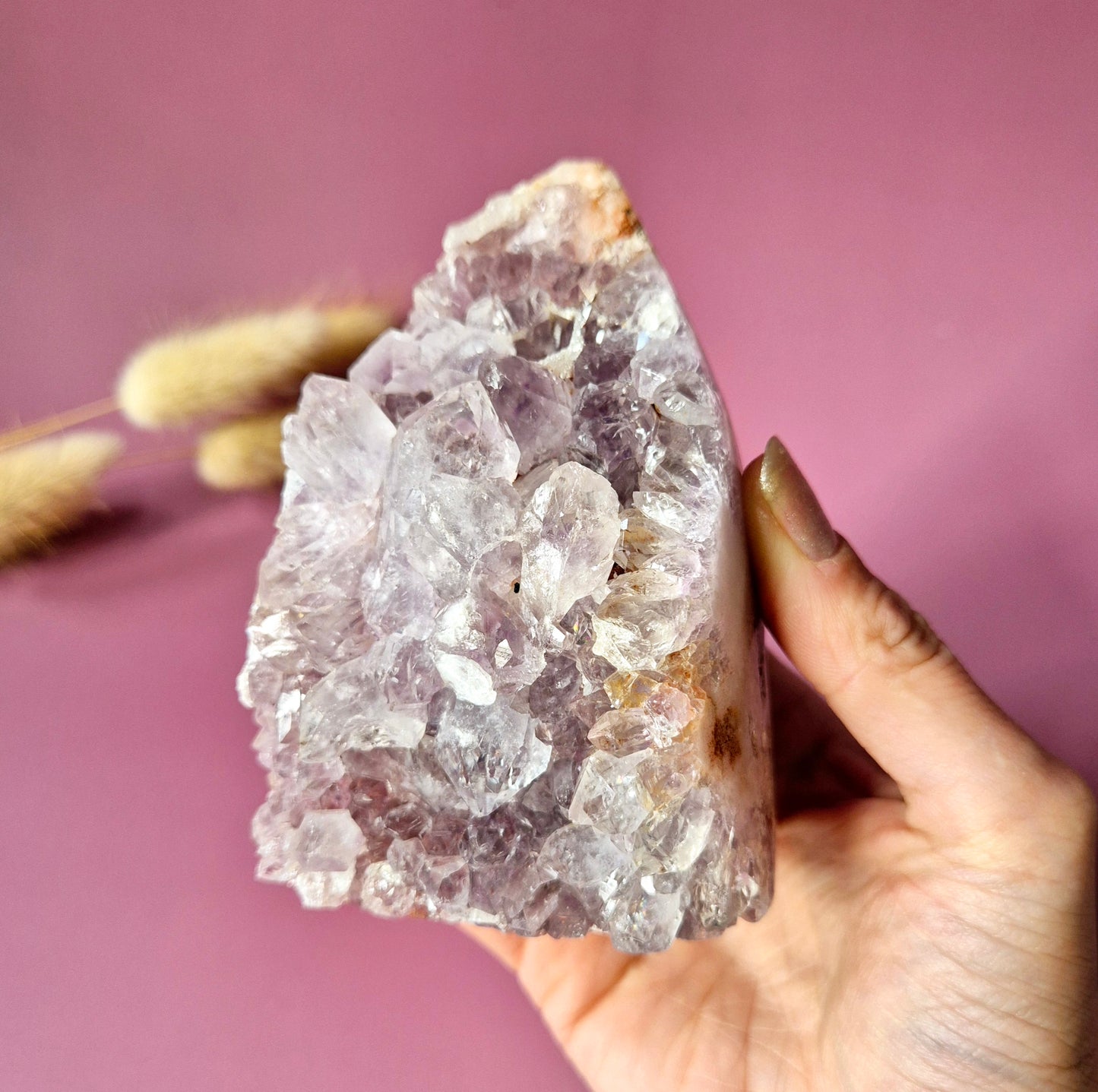 XL Edelsteen Druzy Pink Amethist Geode Freeform van 525 gram Statement Piece