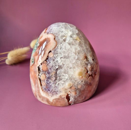 XL Edelsteen Druzy Pink Amethist Geode Freeform van 1100 gram Statement Piece