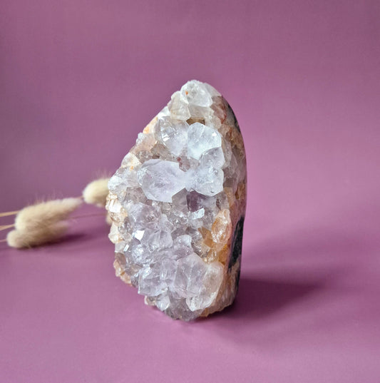 XL Edelsteen Druzy Pink Amethist Geode Freeform van 623 gram Statement Piece