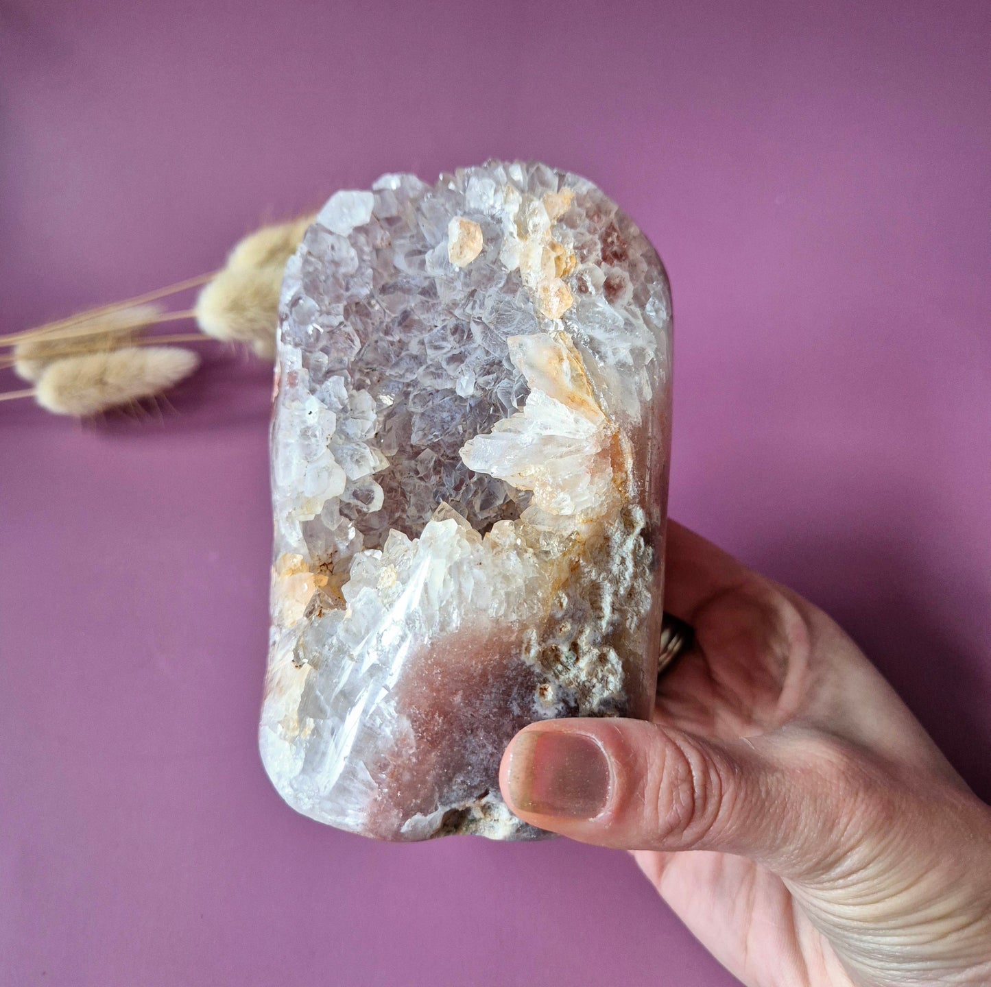 XL A+ Edelsteen Druzy Pink Amethist Geode Freeform van 844 gram Statement Piece