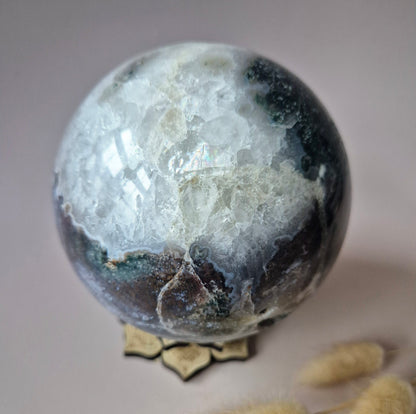 Kristallen Edelsteen Bol Mosagaat Druzy Geode sphere 110mm 1745g