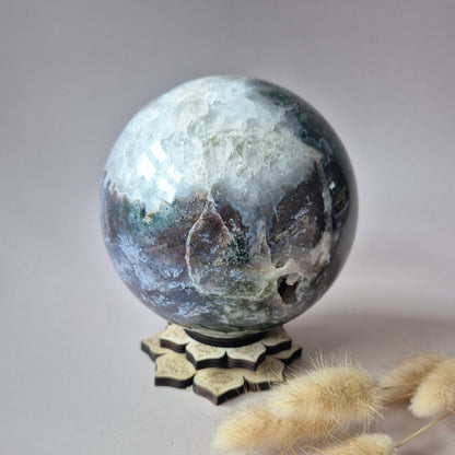 Kristallen Edelsteen Bol Mosagaat Druzy Geode sphere 110mm 1745g