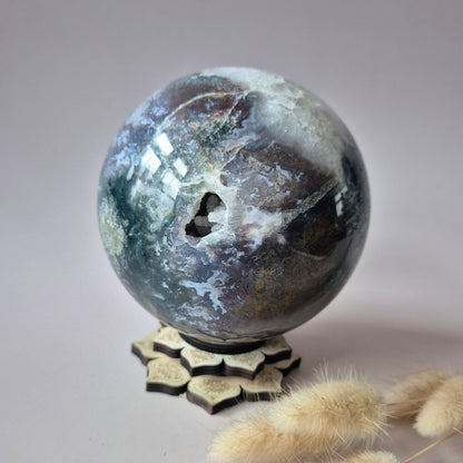 Kristallen Edelsteen Bol Mosagaat Druzy Geode sphere 110mm 1745g