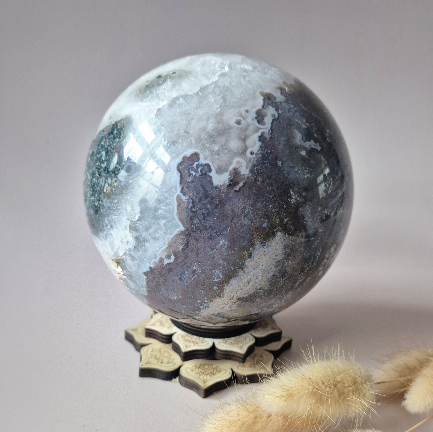 Kristallen Edelsteen Bol Mosagaat Druzy Geode sphere 110mm 1745g