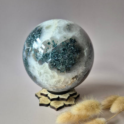 Kristallen Edelsteen Bol Mosagaat Druzy Geode sphere 110mm 1745g