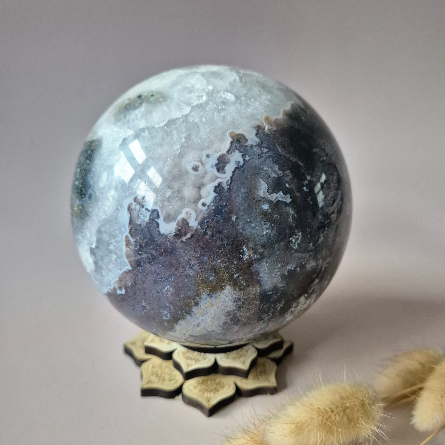 Kristallen Edelsteen Bol Mosagaat Druzy Geode sphere 110mm 1745g