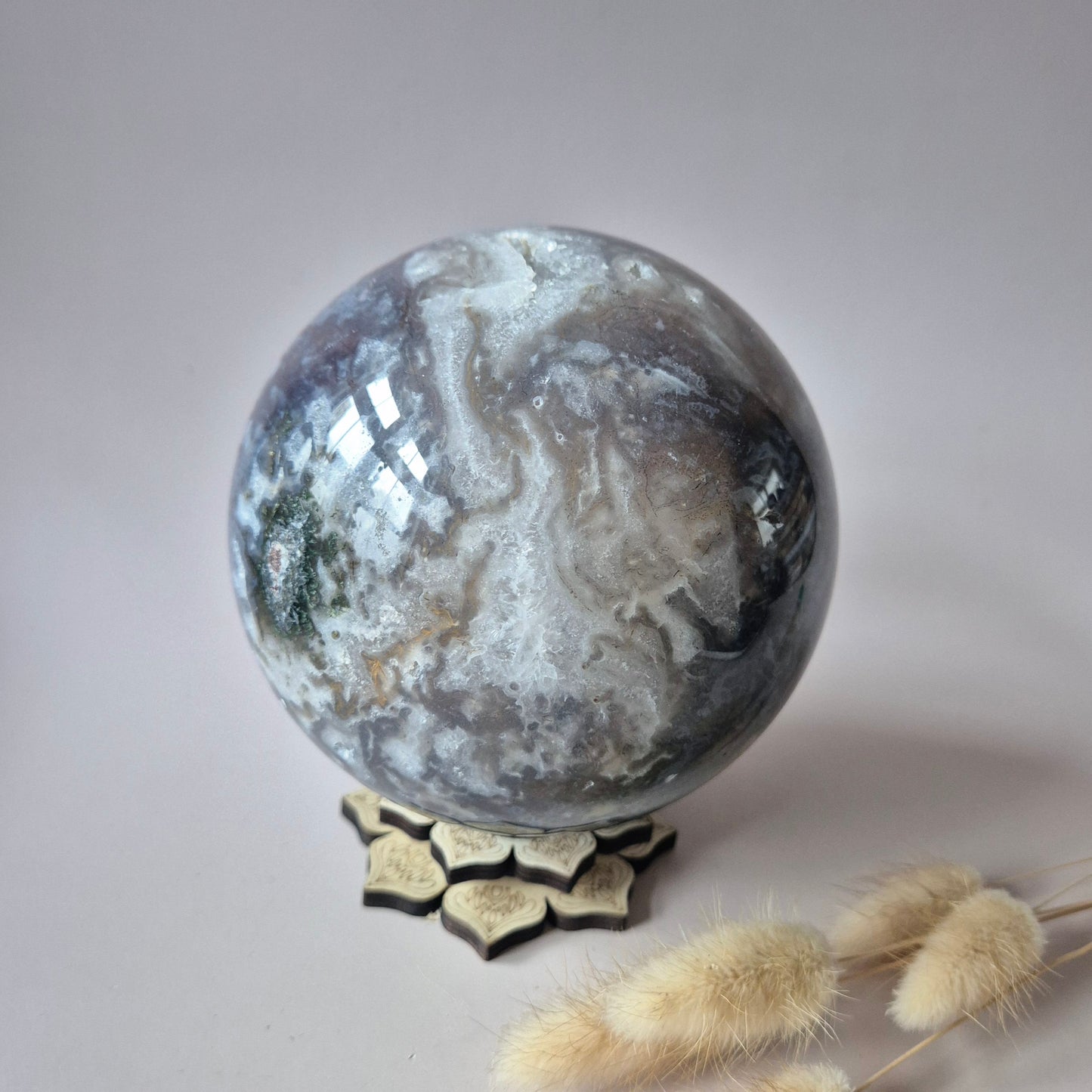 Kristallen Edelsteen Bol Mosagaat Druzy Geode sphere 120mm 2400g