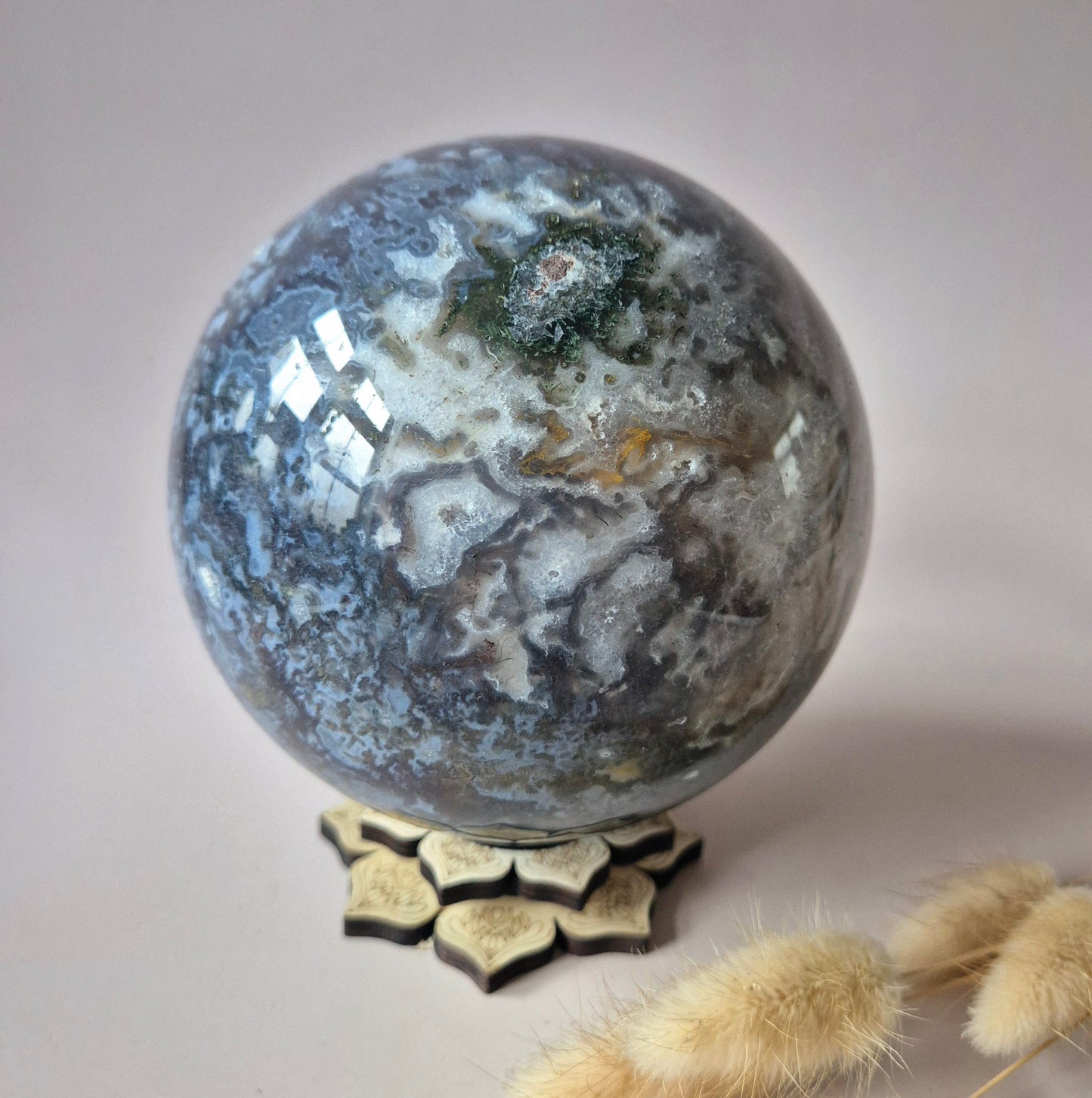 Kristallen Edelsteen Bol Mosagaat Druzy Geode sphere 120mm 2400g