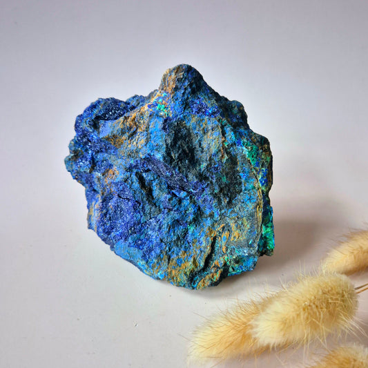 XL Druzy Zeldzame Azuriet-Malachiet Ruwe Schitterende Edelsteen 445gram – Sprankelende Natuurlijke Kracht