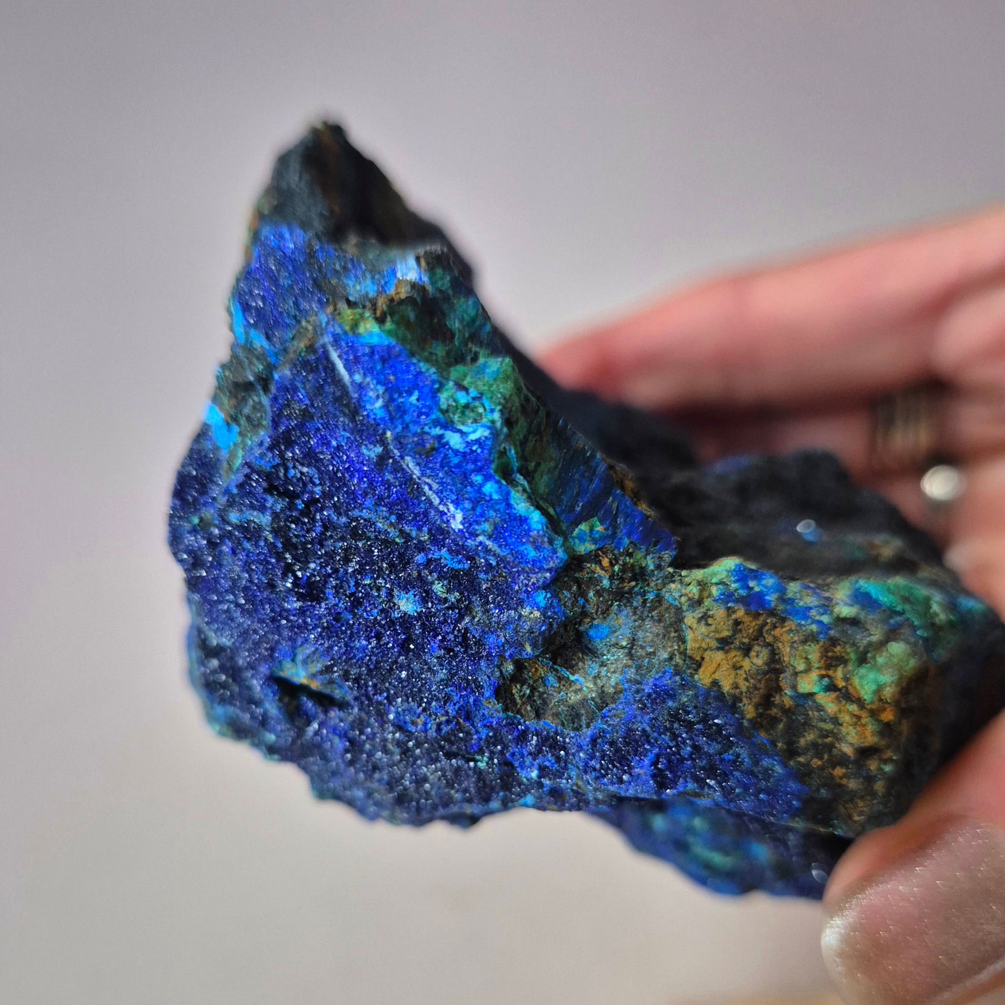 XL Druzy Zeldzame Azuriet-Malachiet Ruwe Schitterende Edelsteen 445gram – Sprankelende Natuurlijke Kracht