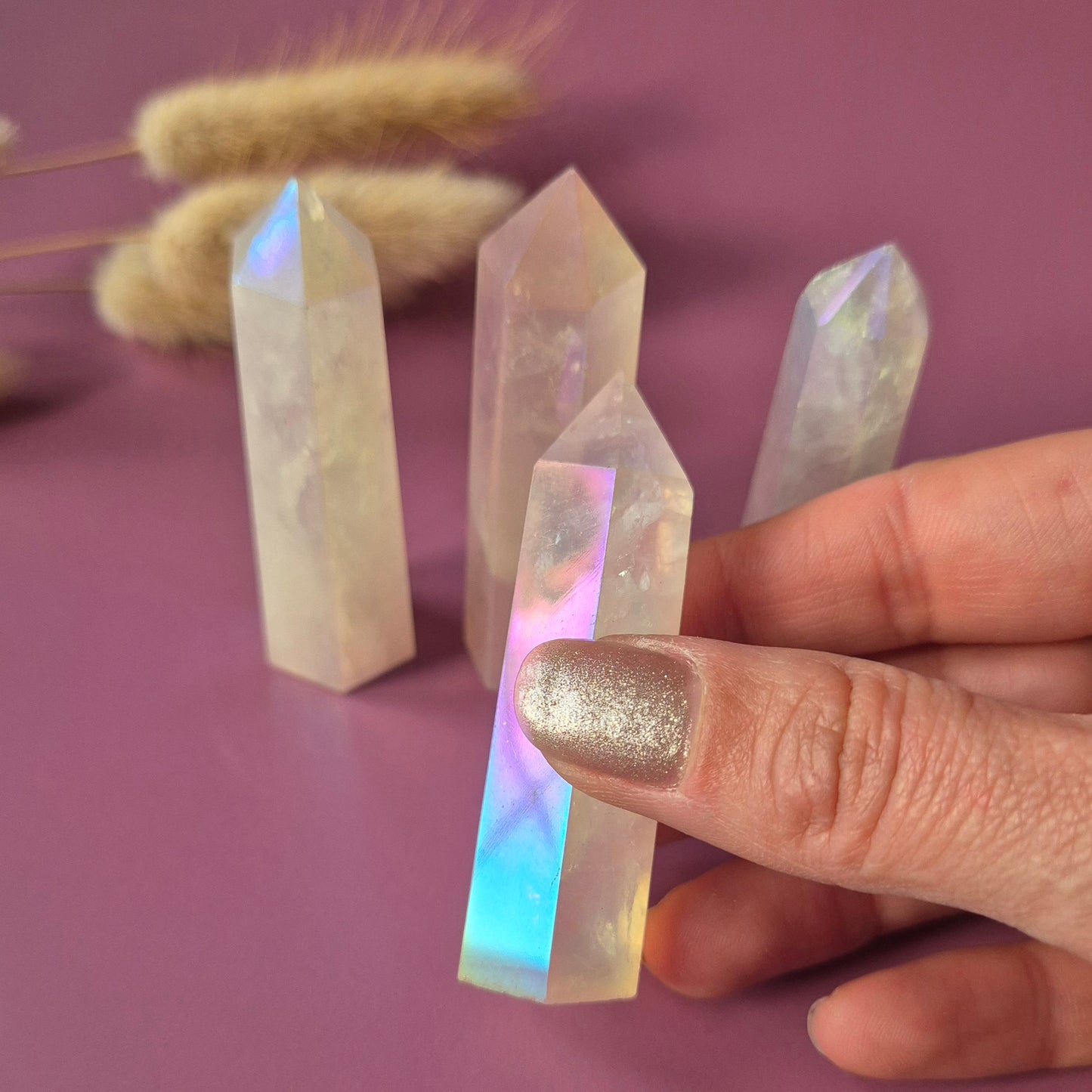 Edelsteen Angel Aura Rozenkwarts Toren – 5-7cm