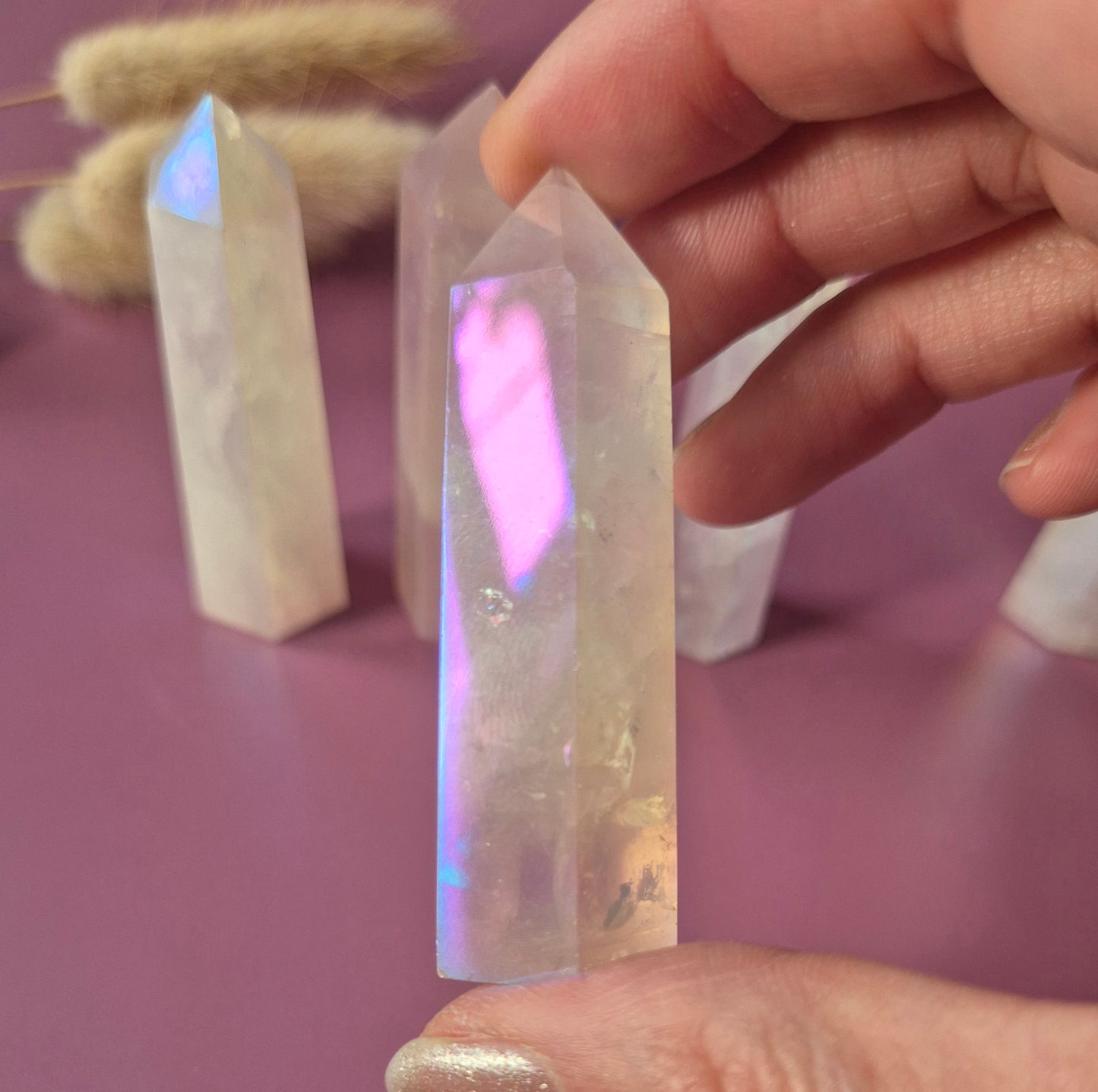 Edelsteen Angel Aura Rozenkwarts Toren – 7 tot 9 cm