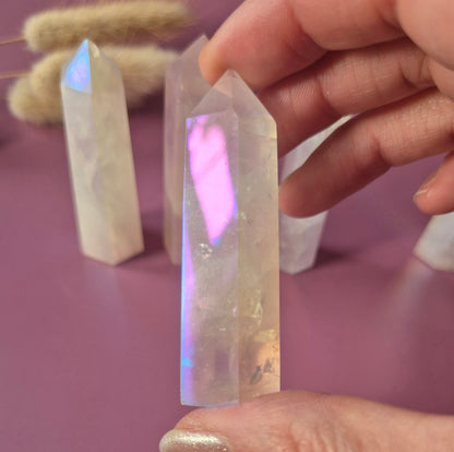 Edelsteen Angel Aura Rozenkwarts Toren – 7 tot 9 cm