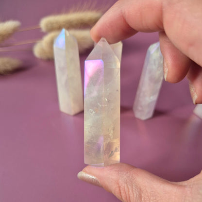 Edelsteen Angel Aura Rozenkwarts Toren – 7 tot 9 cm