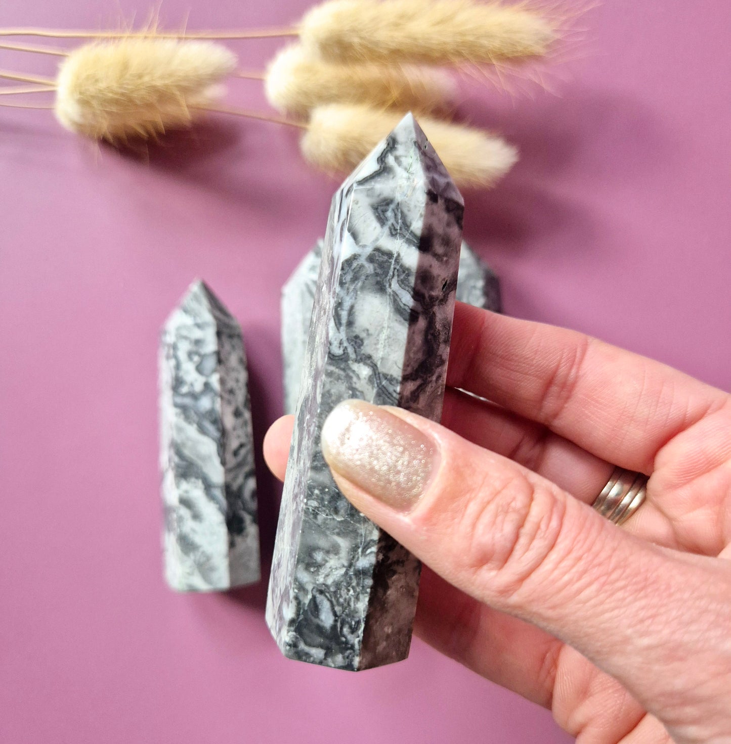 Edelsteen Picasso Jasper Toren (7–9 cm)