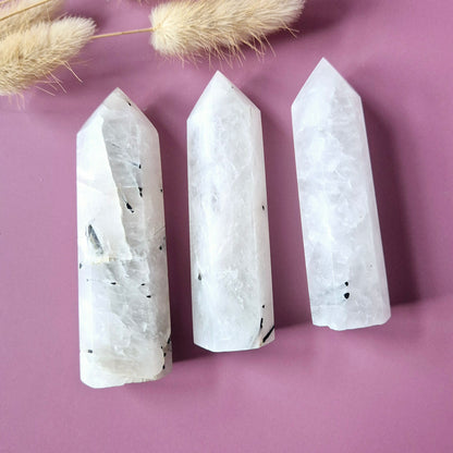 Edelsteen Zwarte Toermalijn in Kwarts Toren (8–10 cm)  Beschermend • Zuiverend • Balancerend