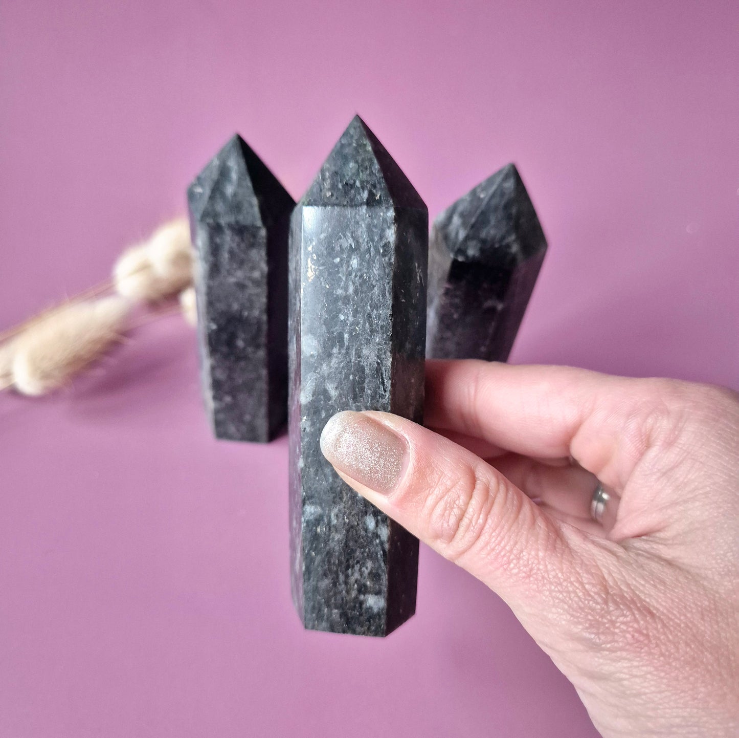 Gemstone Rhodonite Obelisk Tower - 8-10cm