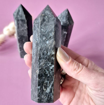 Gemstone Rhodonite Obelisk Tower - 8-10cm