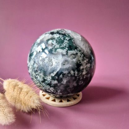Kristallen Edelsteen Bol Mosagaat Druzy Geode sphere 87mm 932g