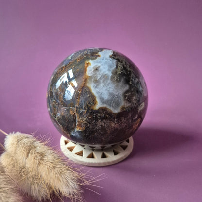 Kristallen Edelsteen Bol Mosagaat Druzy Geode sphere 75mm 600g