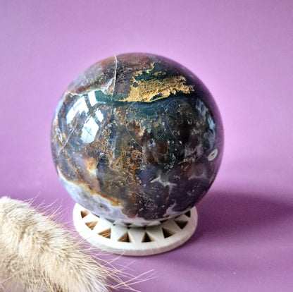 Kristallen Edelsteen Bol Mosagaat Druzy Geode sphere 75mm 600g