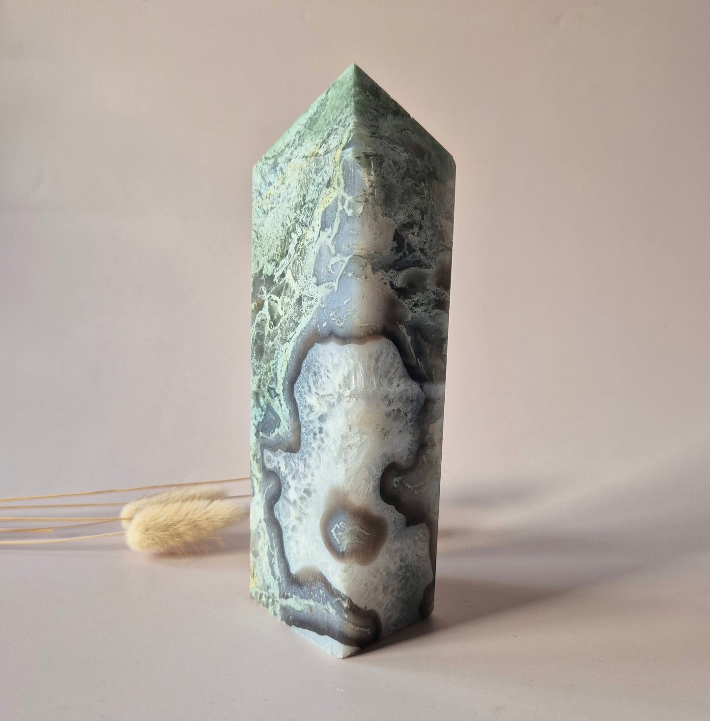 XXL Mosagaat Edelsteen Toren (700 g) Obelisk / Tower / Point