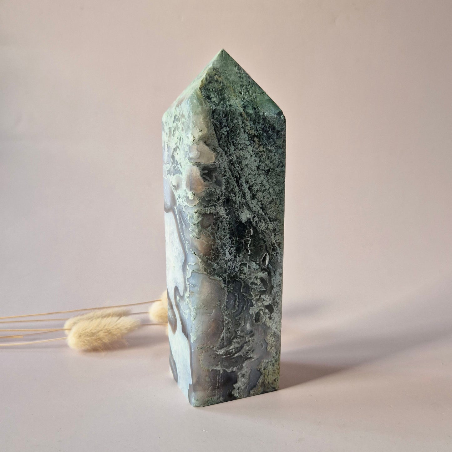 XXL Mosagaat Edelsteen Toren (700 g) Obelisk / Tower / Point