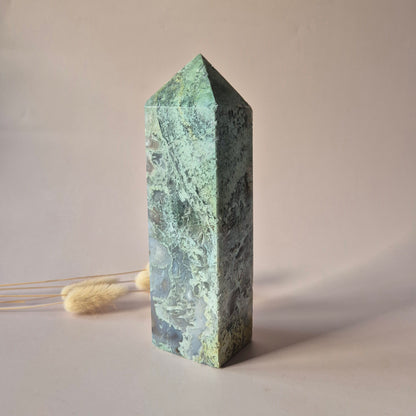 XXL Mosagaat Edelsteen Toren (700 g) Obelisk / Tower / Point