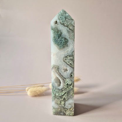 XXL Mosagaat Edelsteen Toren (500 g) Obelisk / Tower / Point