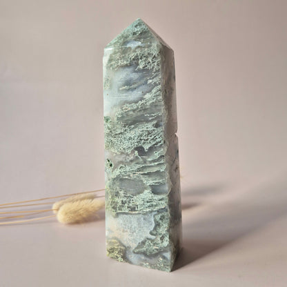 XXL Mosagaat Edelsteen Toren (500 g) Obelisk / Tower / Point