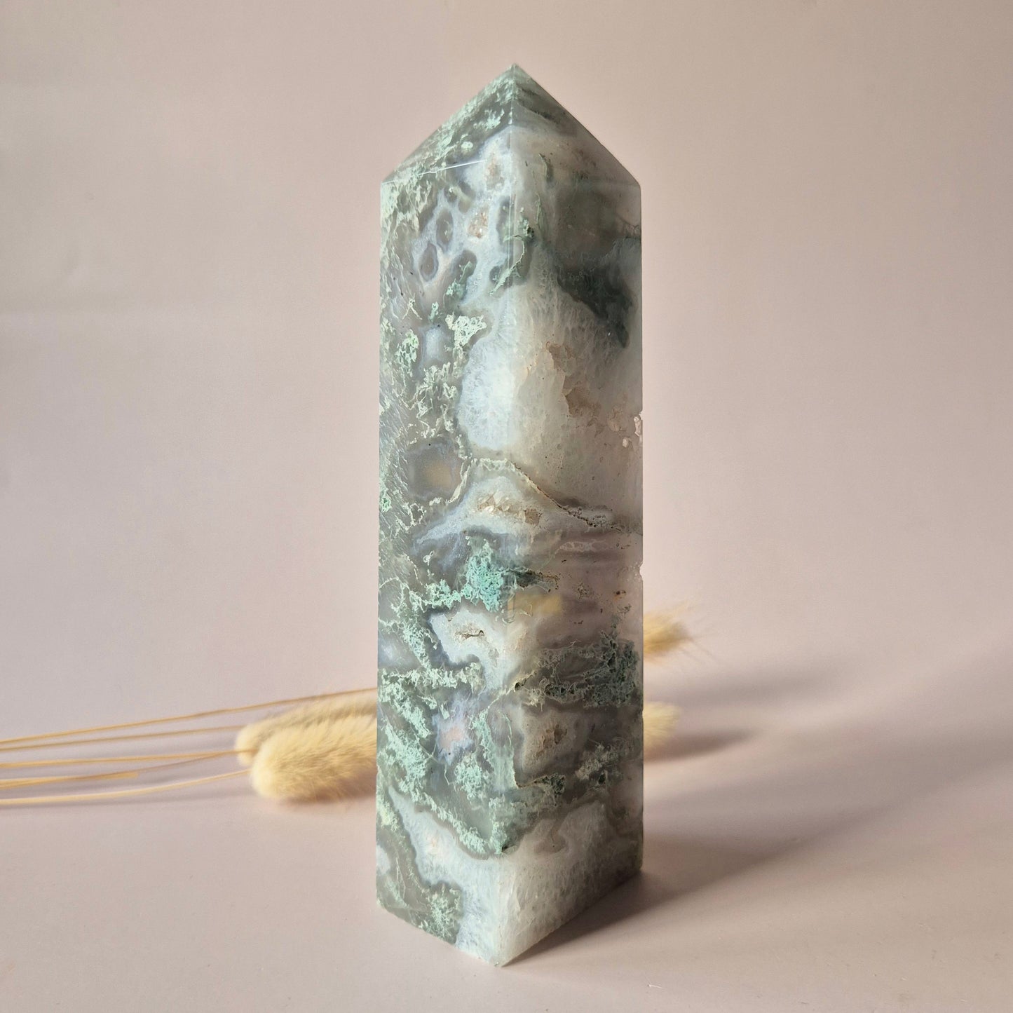 XXL Mosagaat Edelsteen Toren (500 g) Obelisk / Tower / Point
