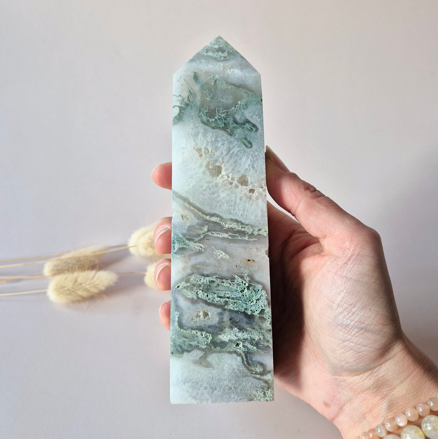 XXL Mosagaat Edelsteen Toren (500 g) Obelisk / Tower / Point