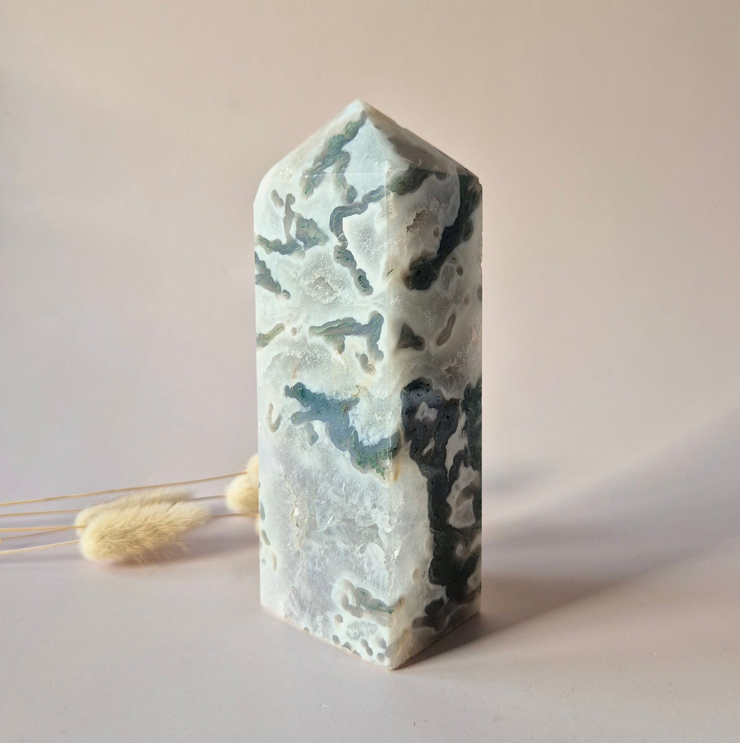 XXL Mosagaat Edelsteen Toren (738 g) Obelisk / Tower / Point