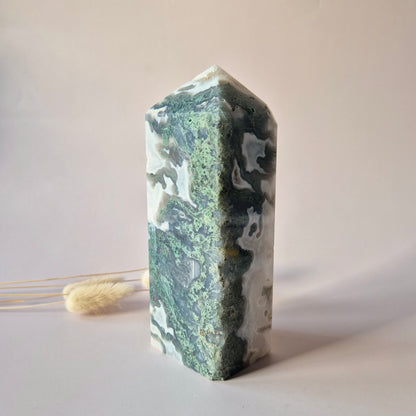 XXL Mosagaat Edelsteen Toren (738 g) Obelisk / Tower / Point