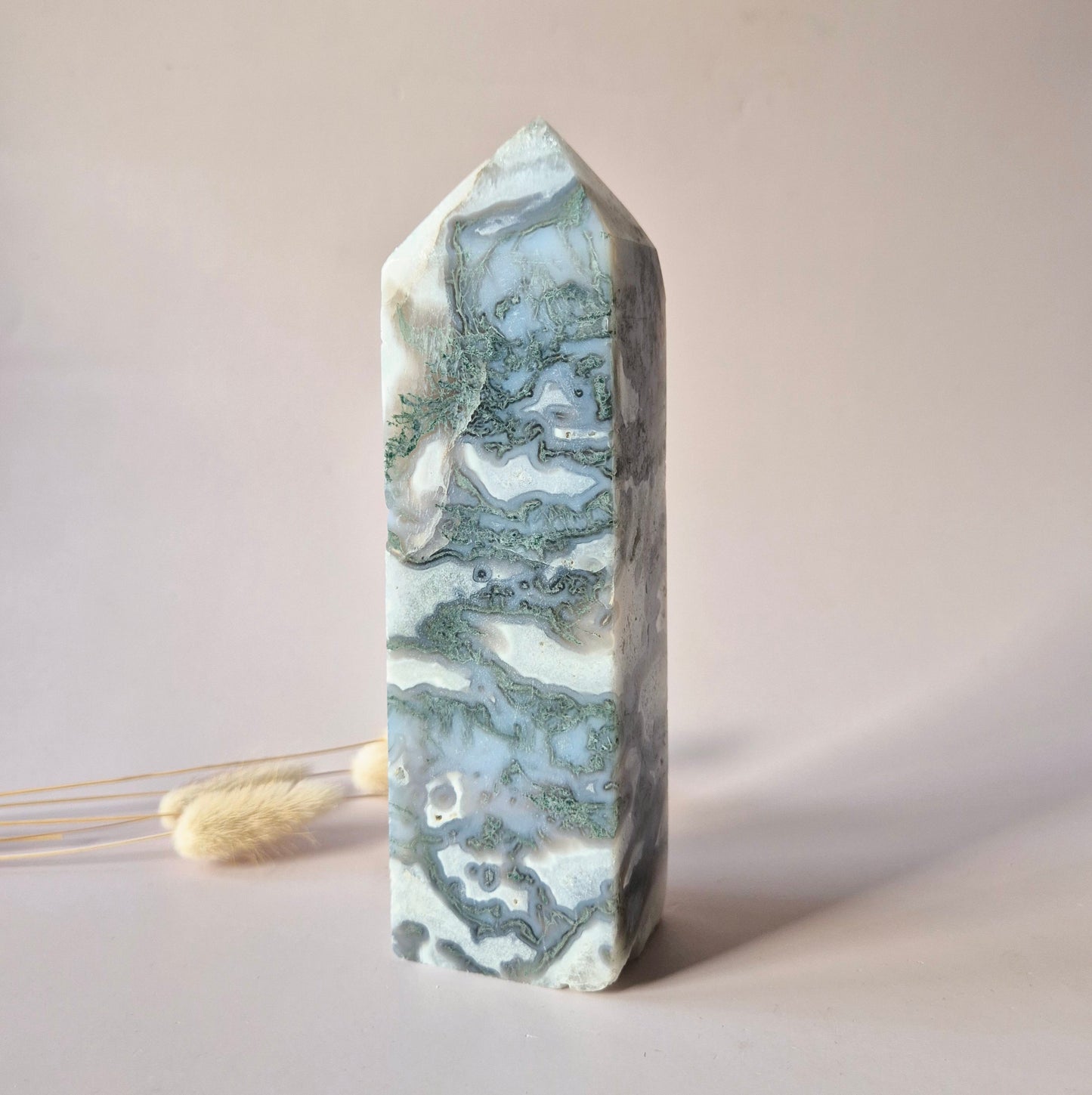 XXL Mosagaat Edelsteen Toren (887 g) Obelisk / Tower / Point