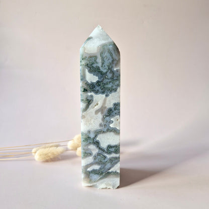 XXL Mosagaat Edelsteen Toren (887 g) Obelisk / Tower / Point