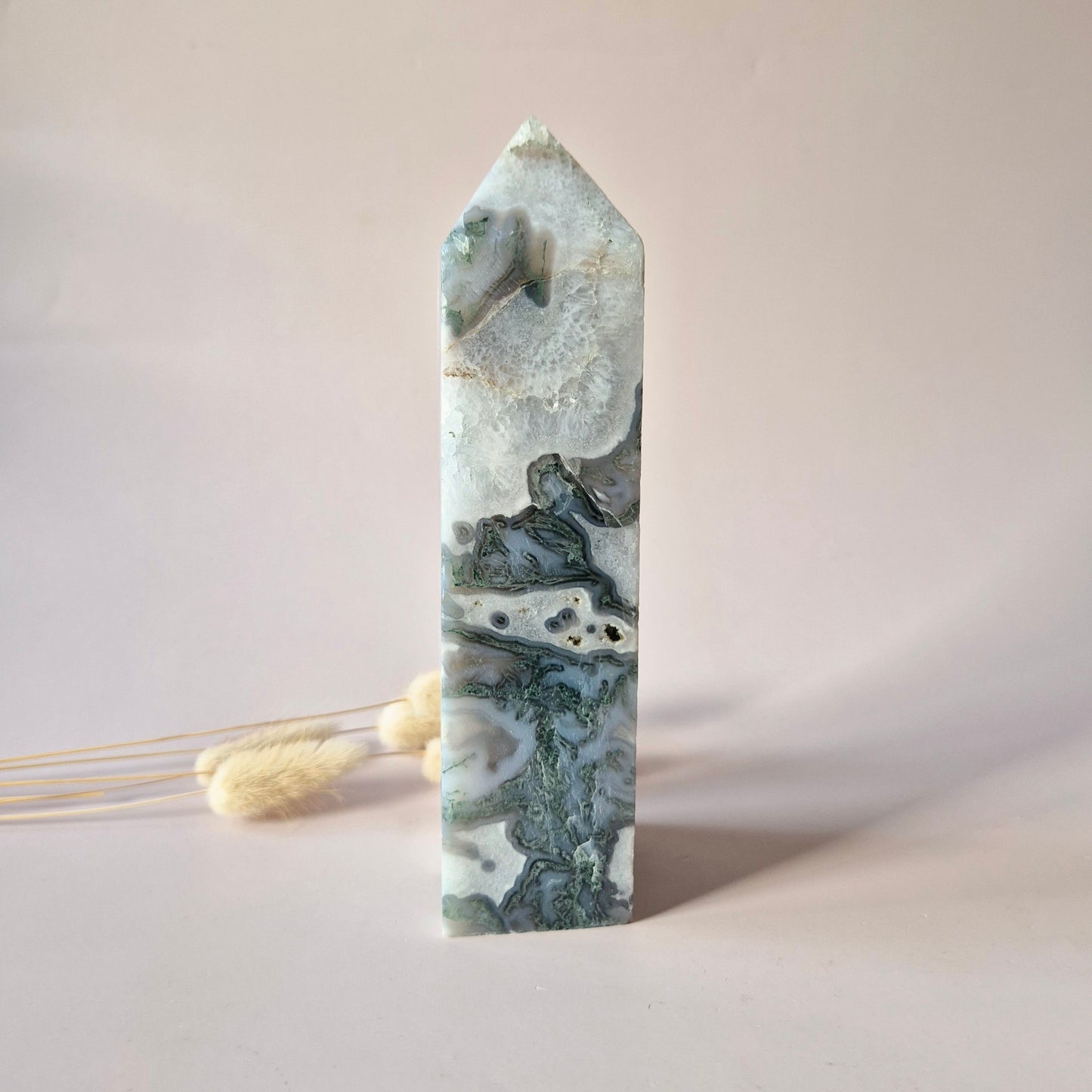 XXL Mosagaat Edelsteen Toren (887 g) Obelisk / Tower / Point