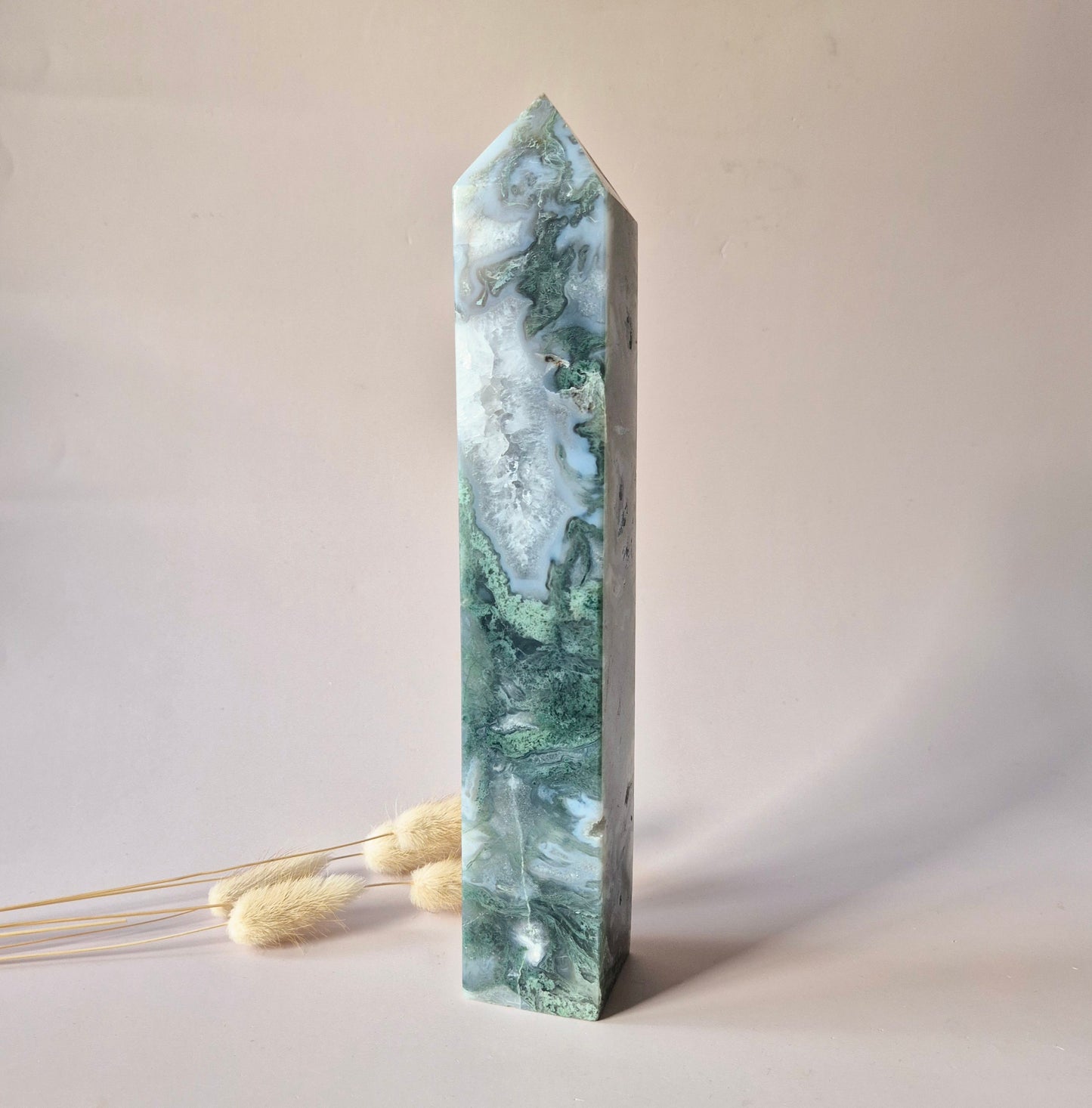 XXL Mosagaat Edelsteen Toren (1020 g) Obelisk / Tower / Point