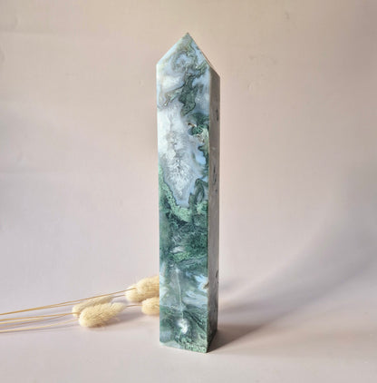 XXL Mosagaat Edelsteen Toren (1020 g) Obelisk / Tower / Point