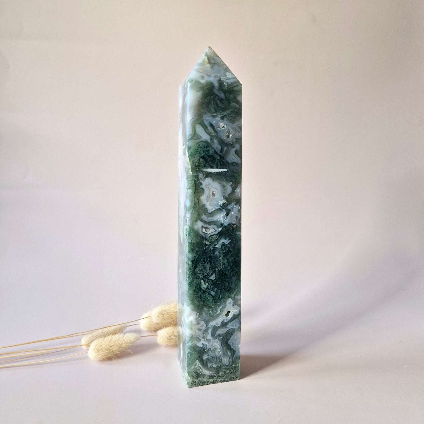 XXL Mosagaat Edelsteen Toren (1020 g) Obelisk / Tower / Point