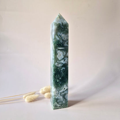 XXL Mosagaat Edelsteen Toren (1020 g) Obelisk / Tower / Point