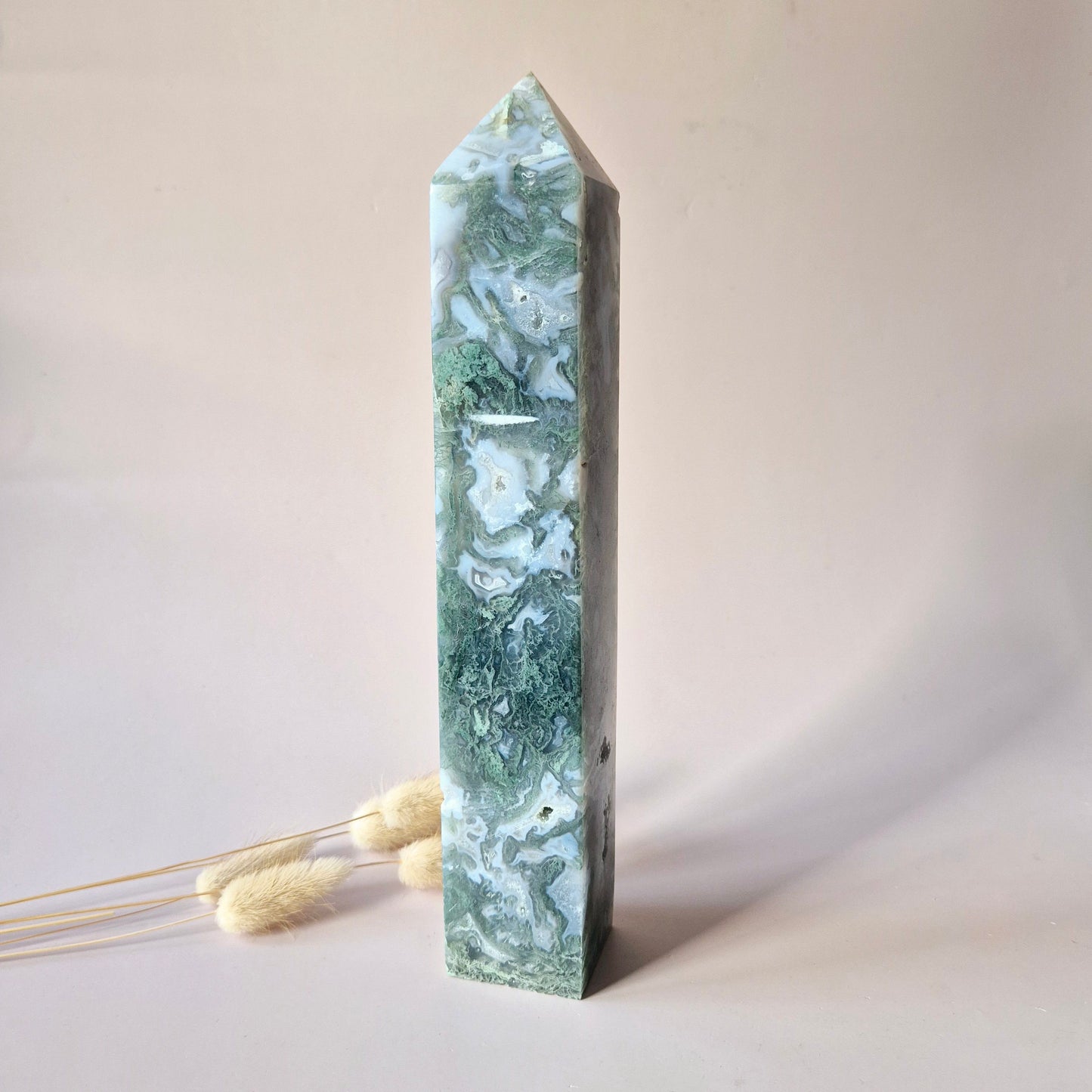 XXL Mosagaat Edelsteen Toren (1020 g) Obelisk / Tower / Point